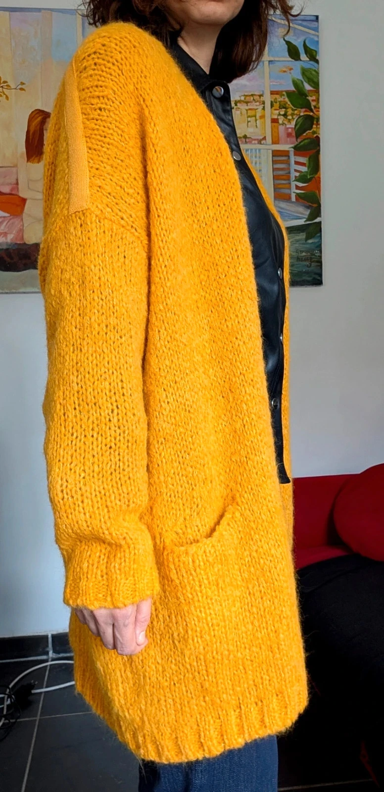 Tricot large bohème jaune laine bohème – photo 4